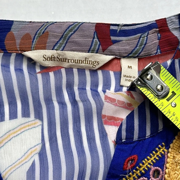 Soft Surroundings Tory Tunic Boho Floral Stripe Sheer Top Womens Size Medium - Picture 5 of 9